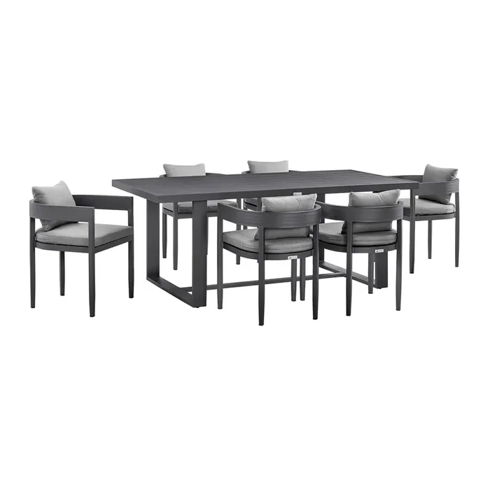 Chania Black Metal 7 Piece Outdoor Dining Set