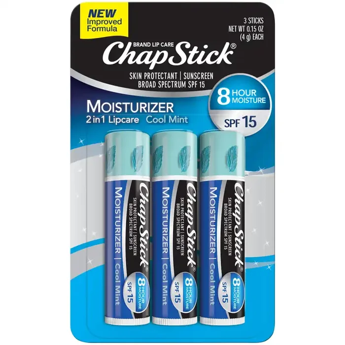 ChapStick Moisturizer Cool Mint Lip Balm Tubes – 0.15 Oz (Pack of 3)