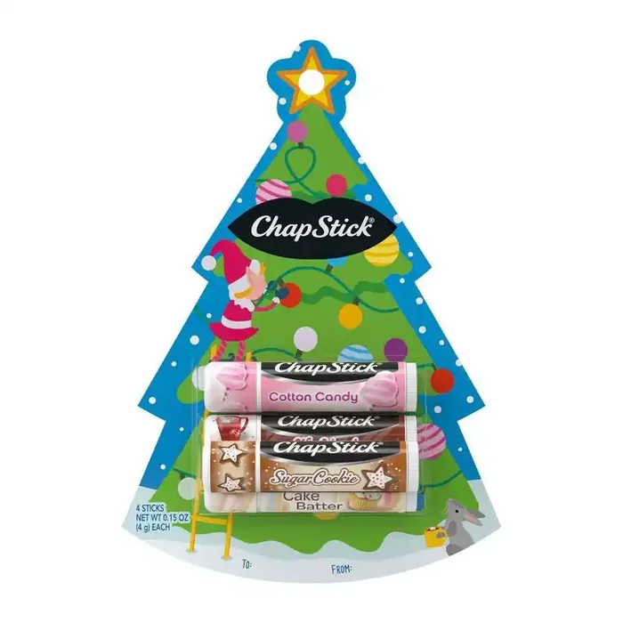 Chapstick Sugar Cookie, Cotton Candy, Hot Chocolate and Cake Batter Kids‘ Lip Balm – 4ct