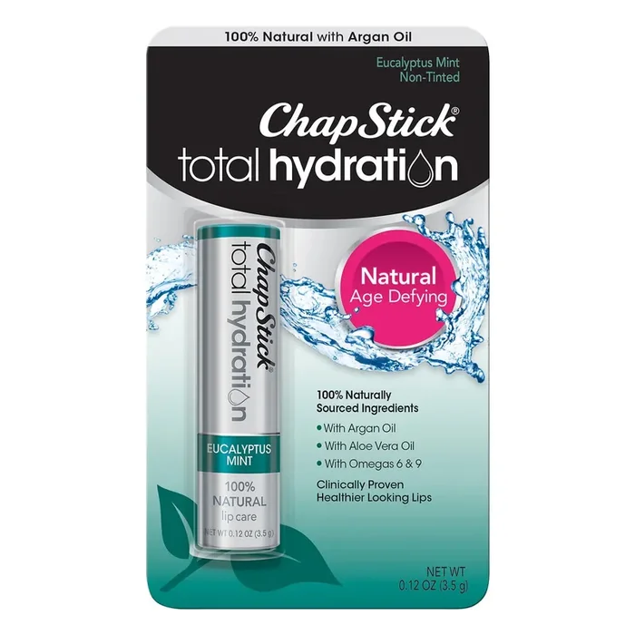 ChapStick Total Hydration Natural Non-Tinted Eucalyptus Mint Lip Care 0.12 oz