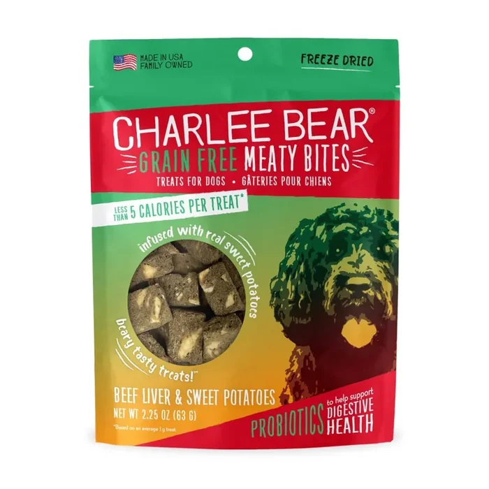 Charlee Bear Grain Free Meaty Bites Natural Dog Treats With Beef Liver & Sweet Potatoes