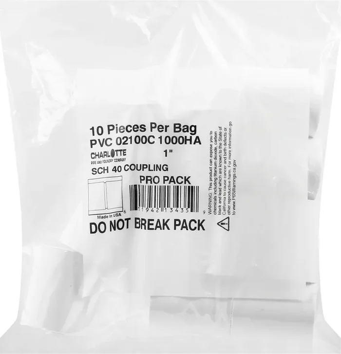 Charlotte Pipe And Foundry 1 Inch SCH 40 Pro Pack Coupling 10 ea