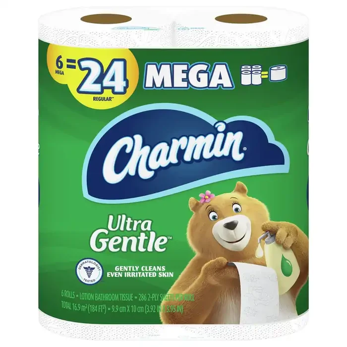Charmin Ultra Gentle Toilet Paper, 6 Mega Rolls, 286 Sheets Per Roll