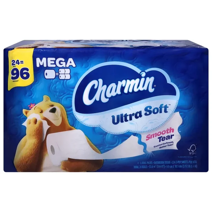 Charmin Ultra Soft 2-Ply Mega Roll Smooth Tear Bathroom Tissue 4 ea