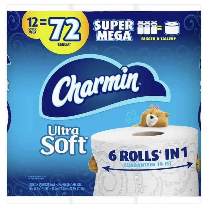 Charmin Ultra Soft 2-Ply Super Mega Rolls Bathroom Tissue 12 ea