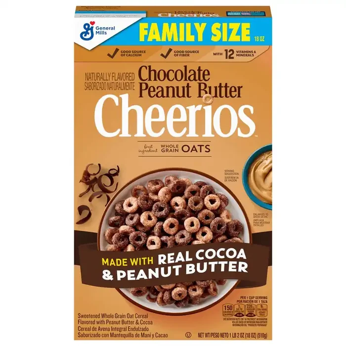Cheerios Chocolate Peanut Butter Cheerios Breakfast Cereal, Family Size, 18 OZ