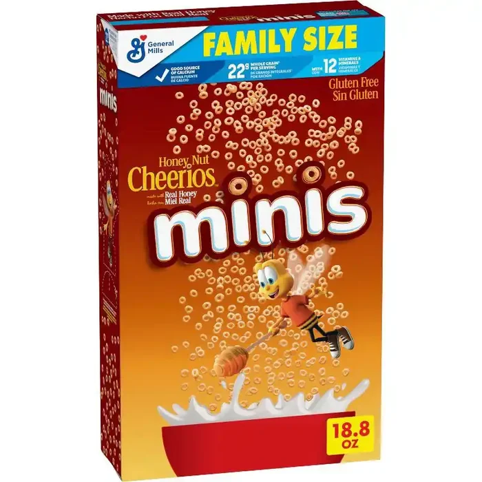 Cheerios Honey Nut Cheerios Minis Breakfast Cereal, Made with Whole Grains, Family Size, 18.8 oz