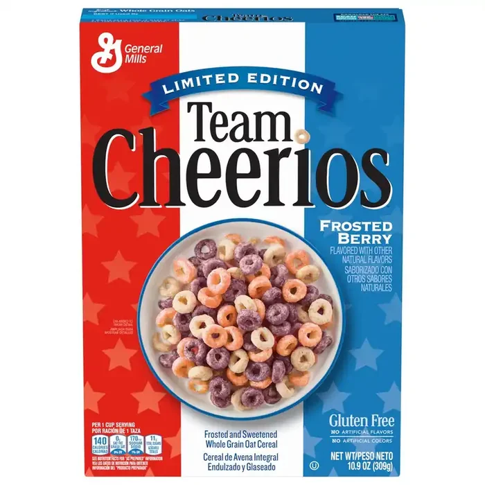 Cheerios Team Cheerios Cereal, Frosted Berry, Gluten Free Cereal With Whole Grain Oats, Limited Edition, 10.9 oz