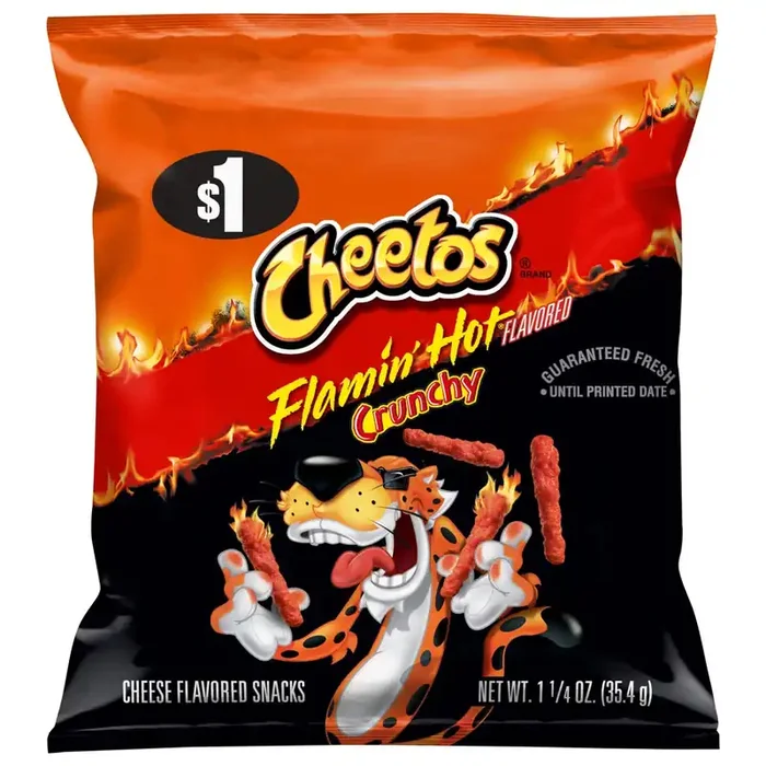 Cheetos Cheese Flavored Snacks Flamin‘ Hot Flavored 1 1/4 Oz