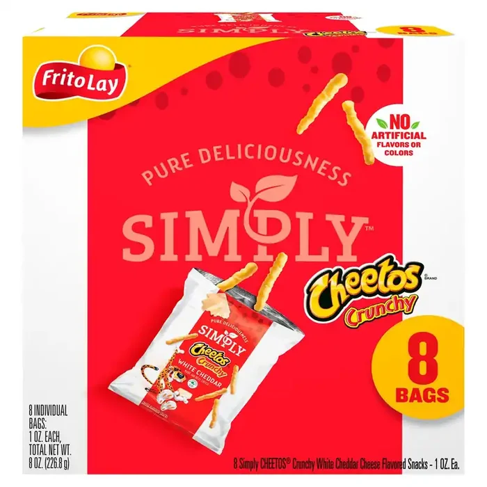 Cheetos Simply Crunchy Cheese Flavored Snacks White Cheddar 1 Oz 8 Count