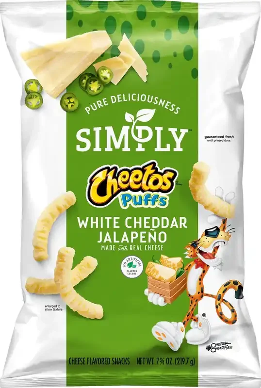 Cheetos Simply Puffs White Cheddar Jalapeno Snacks 7.75 oz