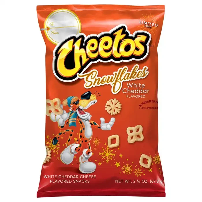 Cheetos Snowflakes Cheese Flavored Snacks White Cheddar Flavored 2 3/8 Oz