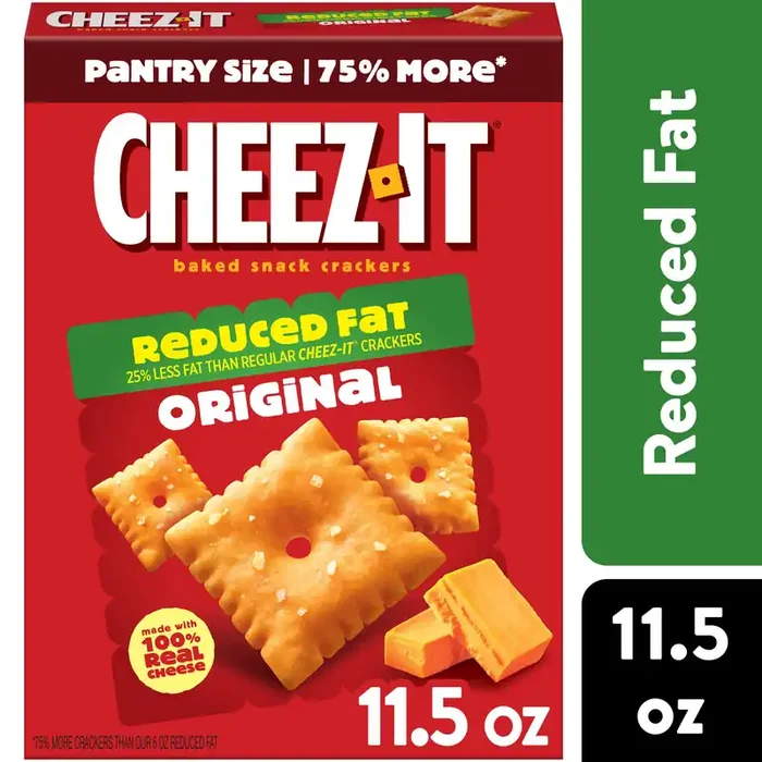 Cheez-It, Baked Snack Cheese Crackers, Reduced Fat Original, Made with 100% Real Cheese, 11.5oz Box
