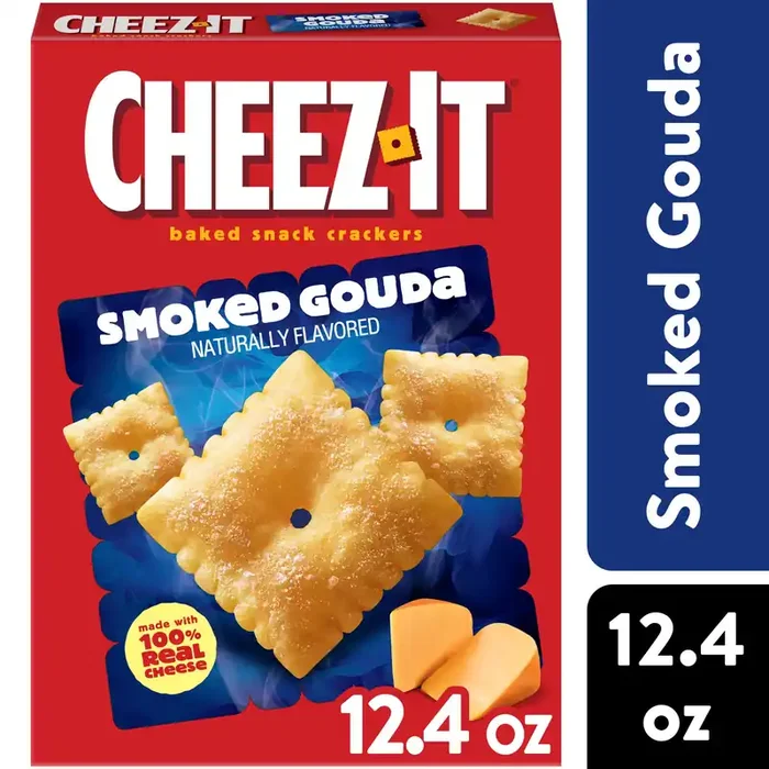 Cheez-It Baked Snack Crackers, Lunch Snacks, Smoked Gouda, 12.4oz Box, 1 Box