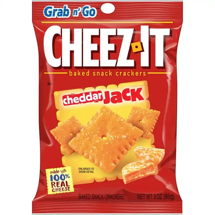 Cheez-It Cheese Crackers, Baked Snack Crackers, Office and Kids Snacks, Cheddar Jack, , 1 Bag – 3 oz