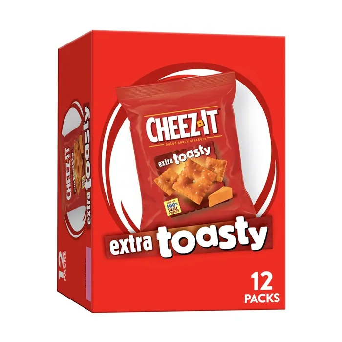 Cheez-It Cheese Crackers, Baked Snack Crackers, Office and Kids Snacks, Extra Toasty, 12oz Box, 12 Packs