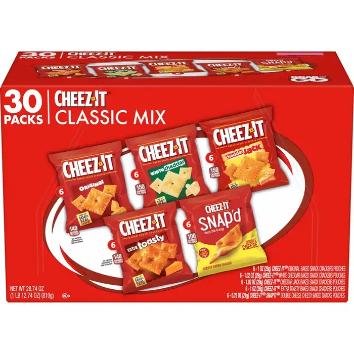 Cheez-It Cheese Crackers, Baked Snack Crackers, Office and Kids Snacks, Variety Pack, 28.74oz Box, 30 Packs