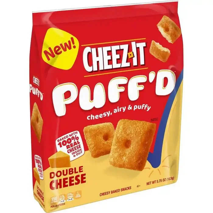 Cheez-It Puff‘d Cheesy Baked Snacks, Puffed Snack Crackers, Kids Snacks, Double Cheese, 5.75oz Bag, 1 Bag