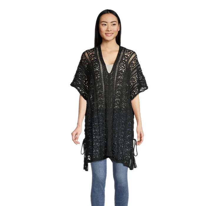 Cheri Black Crochet Coverup