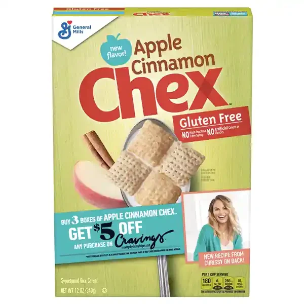 Chex Apple Cinnamon Chex Breakfast Cereal, Gluten Free, 12 oz