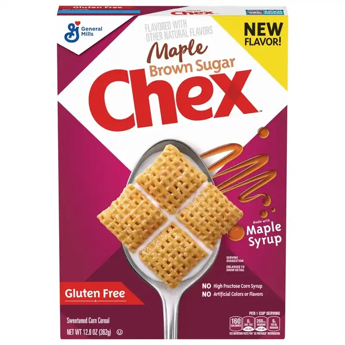 Chex Maple Brown Sugar Chex Cereal, Gluten Free Breakfast Cereal, Made with Whole Grain, 12.8 OZ