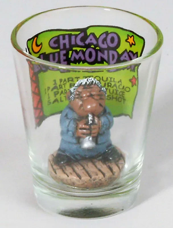 Chicago Shot Glass With Blues Player
