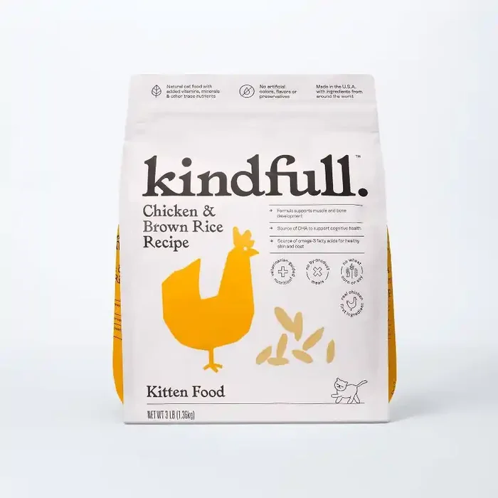 Chicken and Brown Rice Kitten Dry Cat Food – 3lbs – Kindfull™