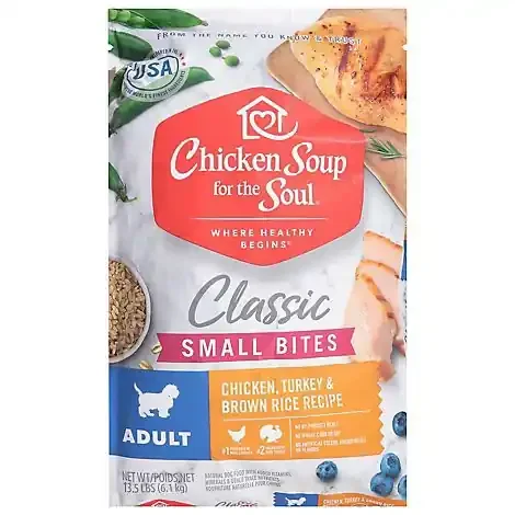 Chicken Soup For The Soul Classic Small Bites Adult Chicken Turkey & Brown Rice Recipe Dog Food 13.5 lb