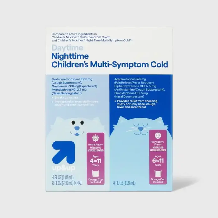 Children‘s Day/Night Multi-symptom Cold Relief Liquid – Berry – 2pk/4 fl oz – up&up™
