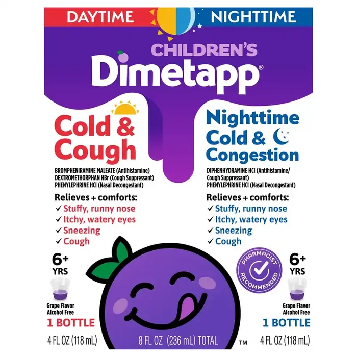Children‘s Dimetapp Day & Night, Cold & Cough, Nighttime Cold & Congestion Medicine, Grape Flavor