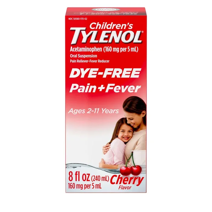 Children‘s Tylenol Pain + Fever Medicine, Dye-Free, Cherry, 8 Fl. Oz