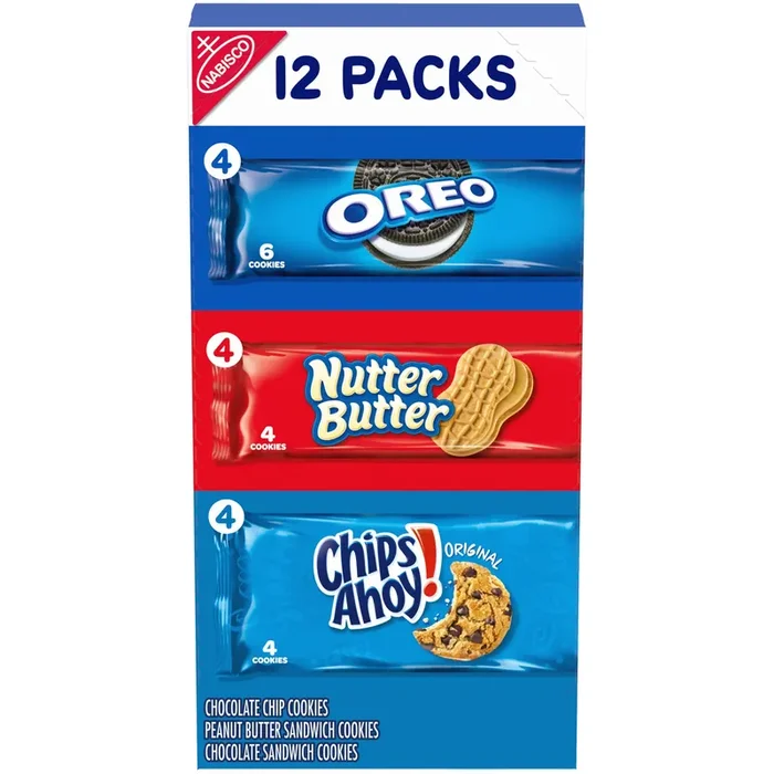 Chips Ahoy!/Nutter Butter/Oreo Nabisco Cookie Variety Pack, OREO, Nutter Butter, CHIPS AHOY!, 12 Snack Packs (4 Cookies Per Pack)