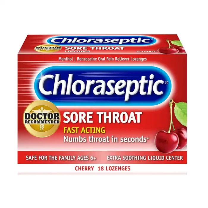 Chloraseptic Sore Throat Lozenges, Cherry Flavor, 18 Count