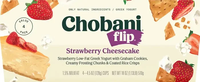 Chobani Straw Cheescake Flip Greek Yogurt 4Pk