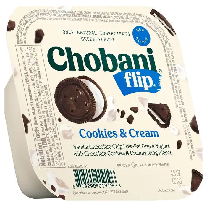 Chobani Yogurt, Greek, Cookies & Cream