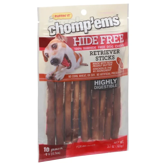 Chomp‘ems Retriever Sticks Hide Free Dog Chews 10 ea