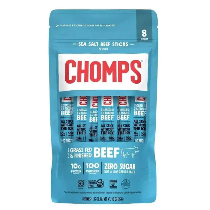 Chomps Snack Sticks Chomps Sea Salt Beef Sticks – 8ct/9.2oz