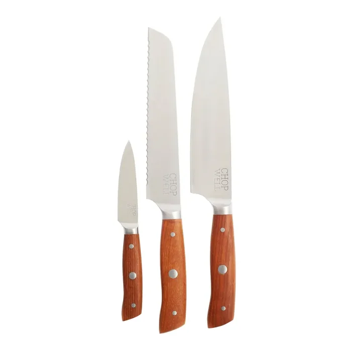 Chopwell Carbon Steel and Ash Wood 3 Piece Knife Set