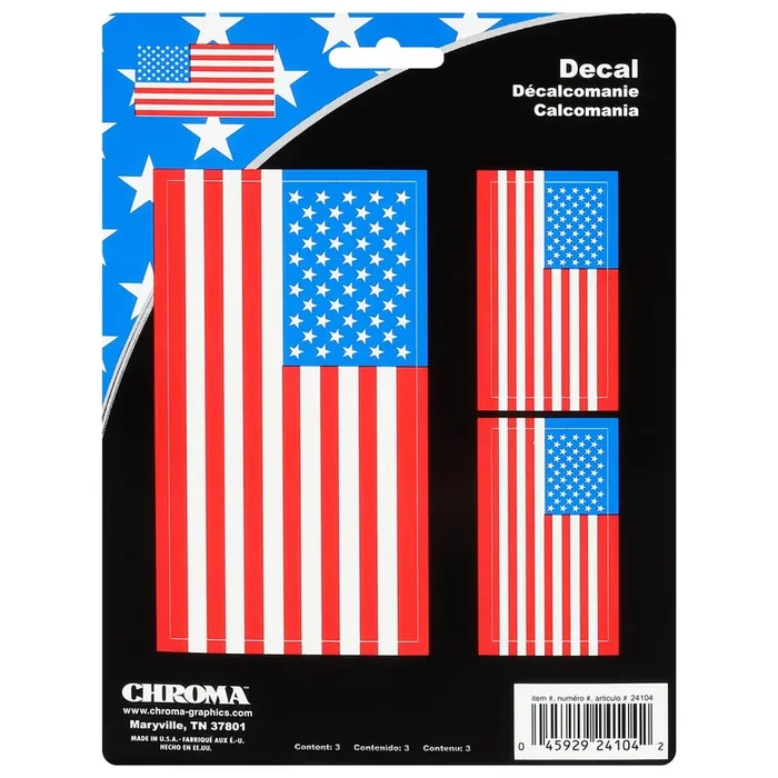 Chroma American Flag Vinyl Decal 3 ea