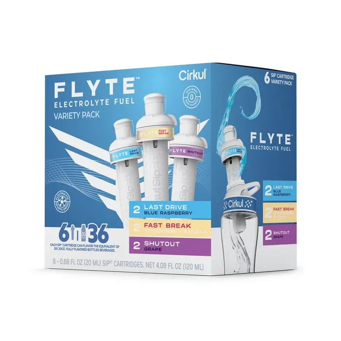 Cirkul Flyte Flavor Cartridge Variety Pack, 6-Pack (2 Last Drive, 2 Fast Break, 2 Shutout)