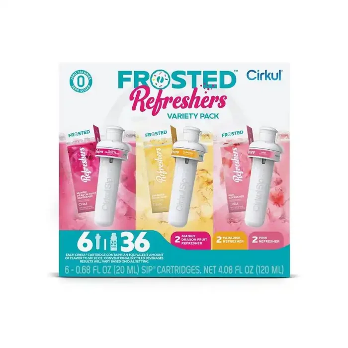 Cirkul Frosted Refreshers Flavor Cartridge Variety Pack (2 Pink, 2 Mango Dragon Fruit, 2 Paradise) – 6pk