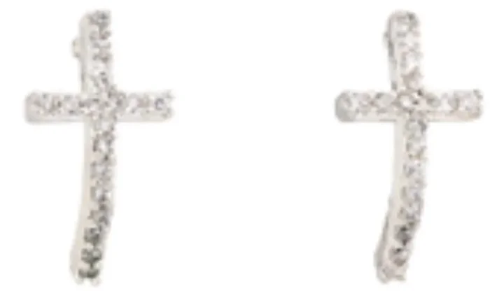 City By City Cbc Cz Ear Cross Half Hoop Sil 111598