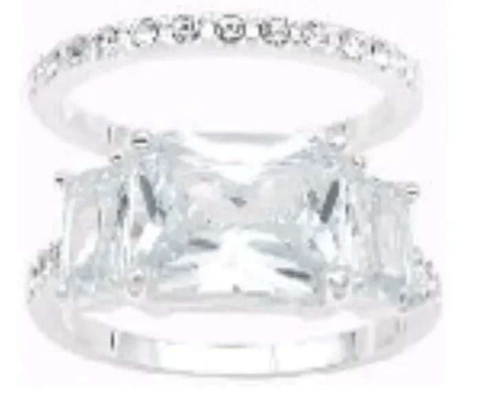 City By City Cbc Rng Cz Sq Pve Bnd Set 113851-07 Slv