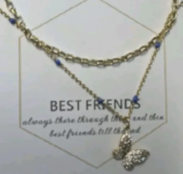 City by City Gold Pave Butterfly Duo Beaded Chain Pendant