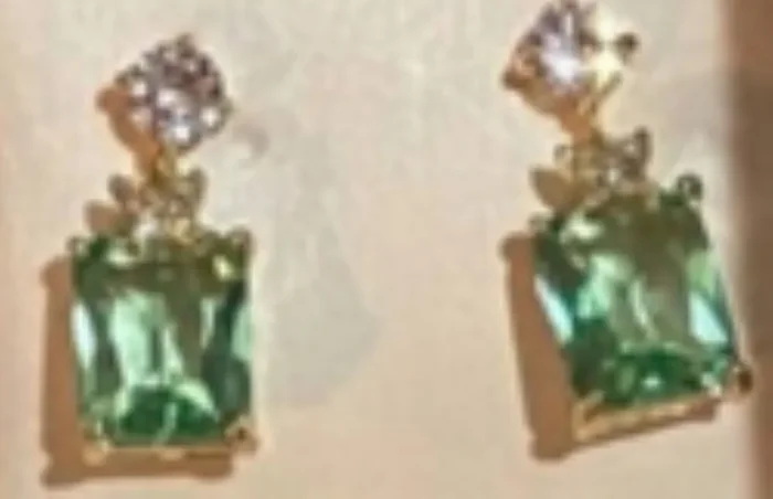 City by City Gold Plated Earrings With Green Emerald Drop Genuine Crystals