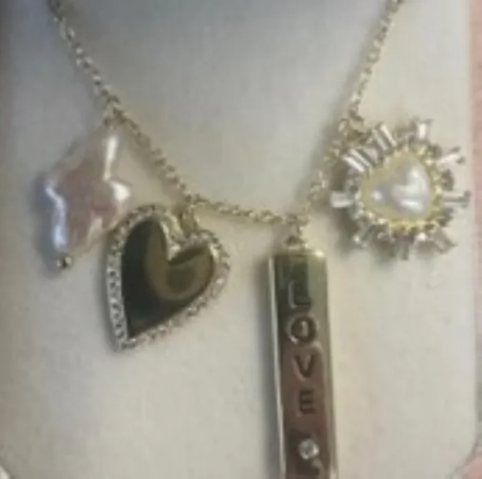 City by City Gold Plated Mom Heart Charm Necklace With Cubic Zirconia