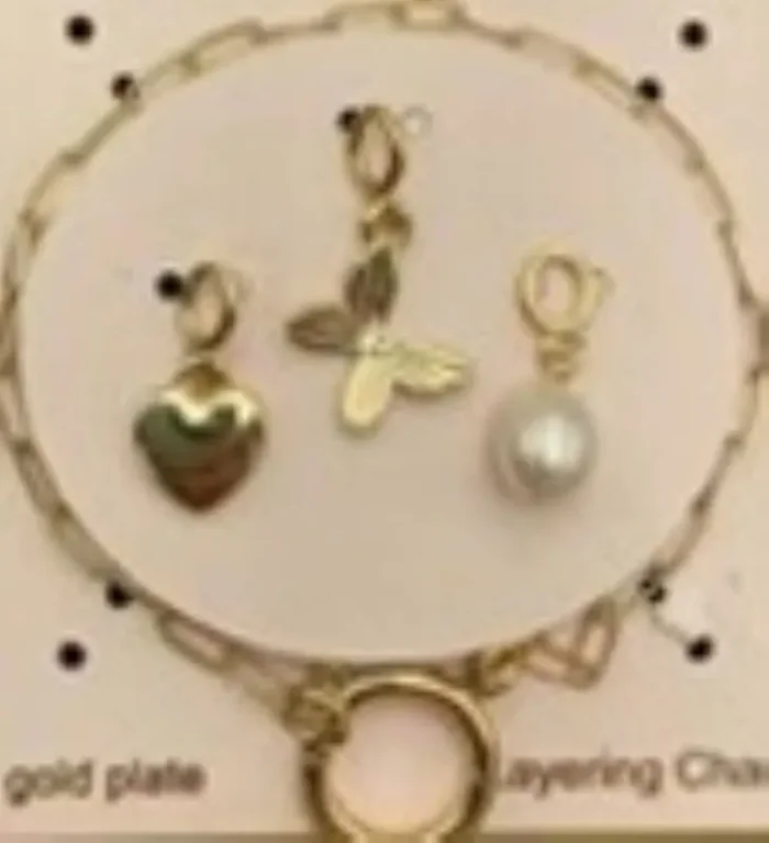 City by City Gold Plated Paperclip chain Bracelet with Hear and Butterfly Charms