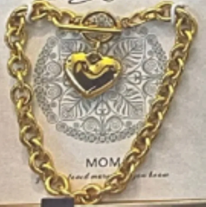 City by City Gold Polished Puff Heart Link Bracelet