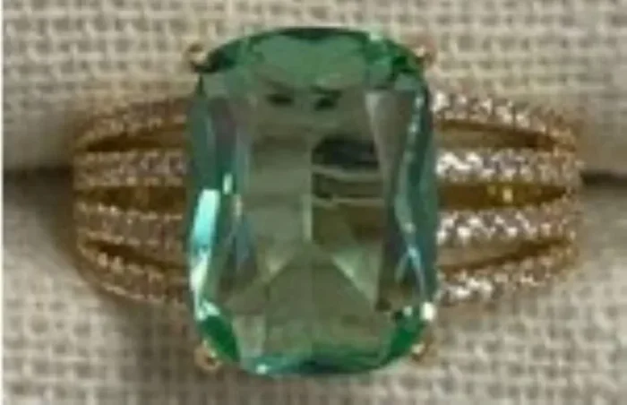 City by City Light Green Pave Ring With Cubic Zirconia