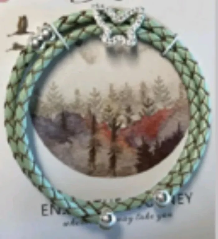 City by City Silver Pave Butterfly Leather Wrap Bracelet With Cubic Zirconia